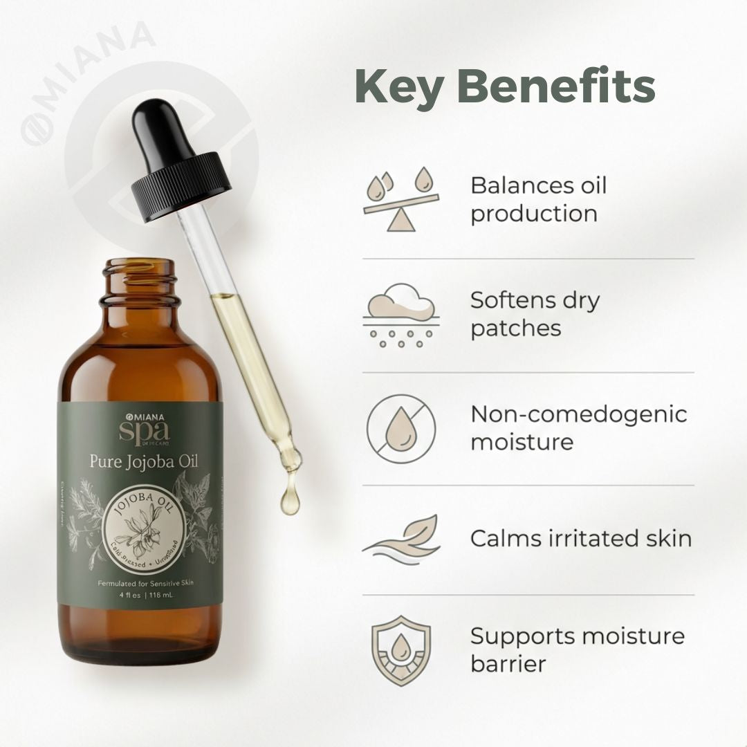 Omiana Natural Cosmetics Oil Pure Jojoba Oil – Lightweight, Cold-Pressed Moisturizing Oil for Sensitive Skin